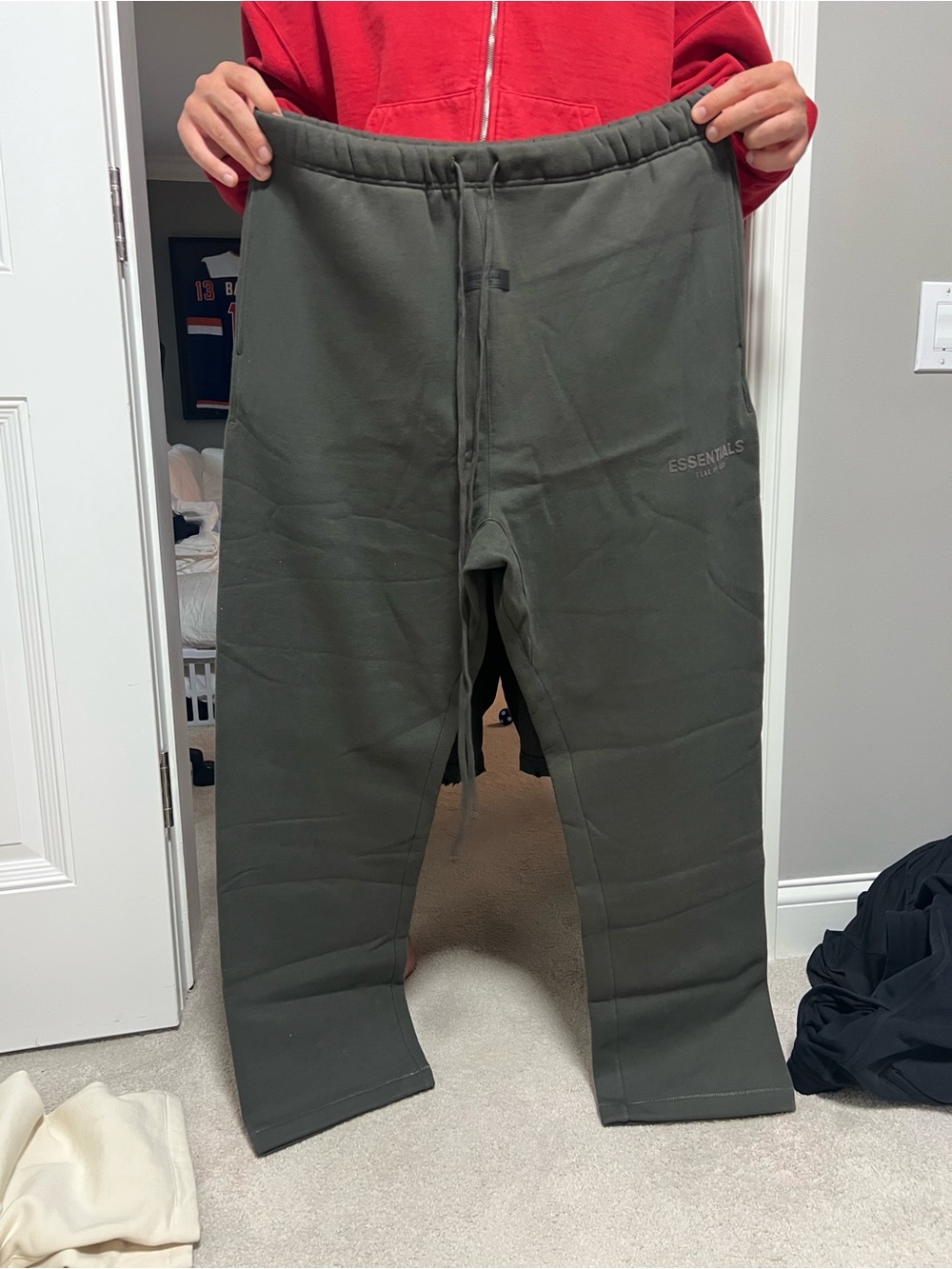 ESSENTIALS Olive Green Men's Sweatpants with Drawstring